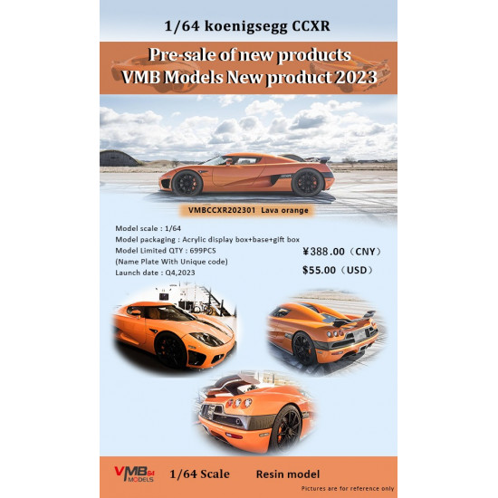  VMB 1/64  Koenigsegg CCXR202301 Lava Orange