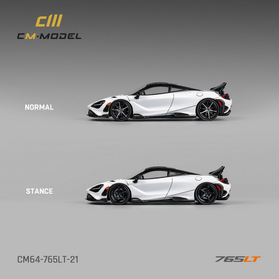 CM 1/64 Mclaren 765LT White with carbon hood 