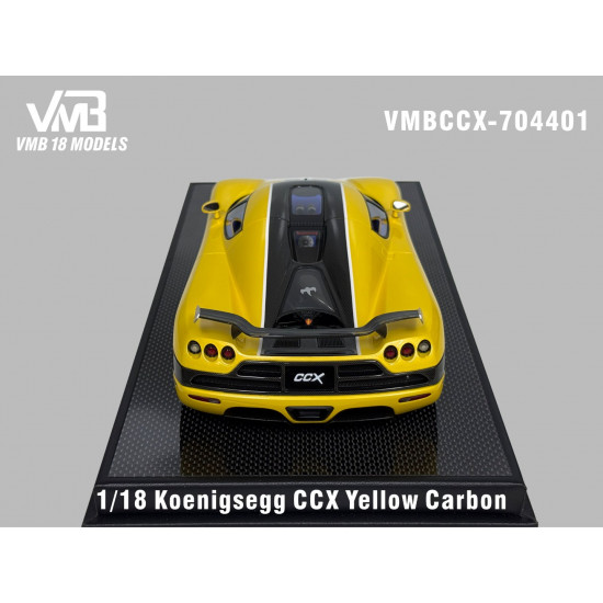 VMB 1/18 Koenigsegg CCX Yellow Carbon with white stripes