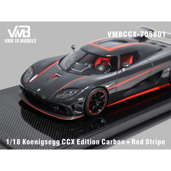 VMB 1/18 Koenigsegg CCX Edition Black Carbon Red Stripe