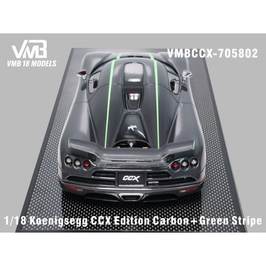 VMB 1/18 Koenigsegg CCX Edition Black Carbon Green Stripe