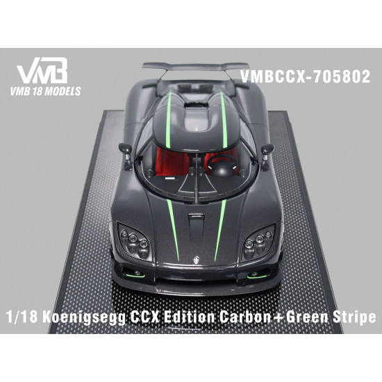 VMB 1/18 Koenigsegg CCX Edition Black Carbon Green Stripe