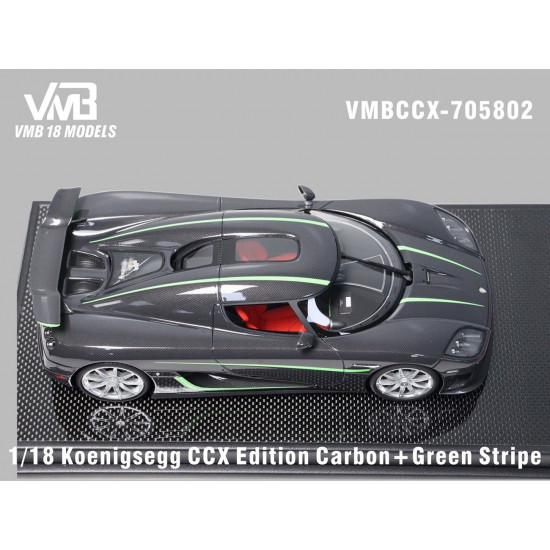 VMB 1/18 Koenigsegg CCX Edition Black Carbon Green Stripe