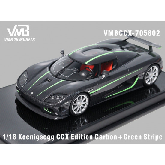 VMB 1/18 Koenigsegg CCX Edition Black Carbon Green Stripe