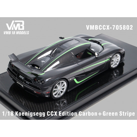 VMB 1/18 Koenigsegg CCX Edition Black Carbon Green Stripe